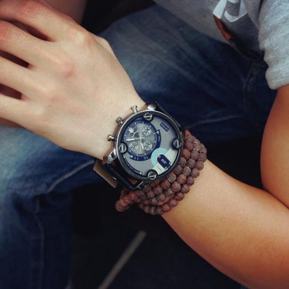 ⌚️NEW⌚️ Luxury Mens Calendar Leather Quartz Watch - Picture 5 of 7